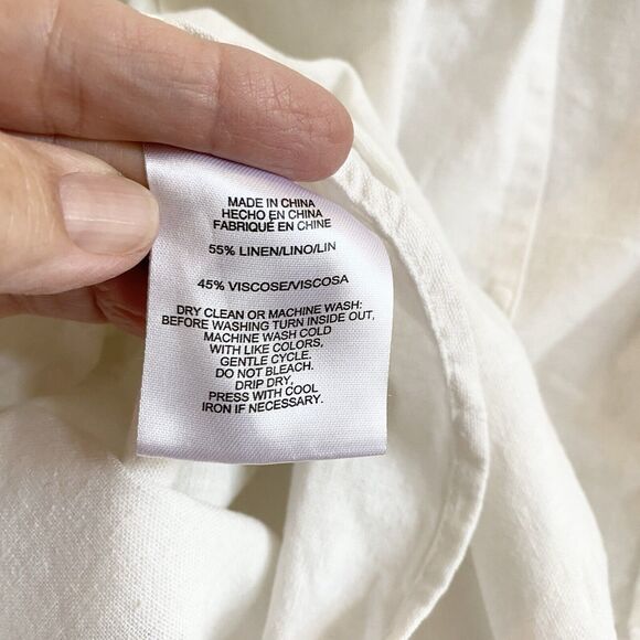 Jones New York And Co Linen White Roll Tab Sleeve Tunic 2X Coastal Grandma - Picture 7 of 8